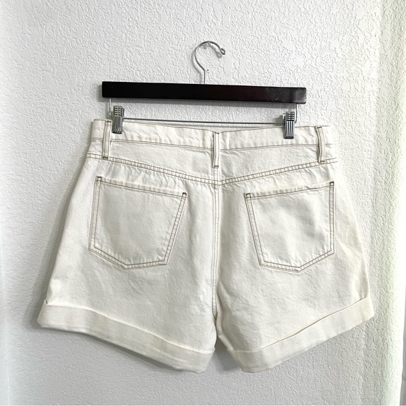 FRAME DENIM Womens Shorts High-Rise Ecru Cuffed Hem Ivory Cotton Size 32 - Picture 3 of 12
